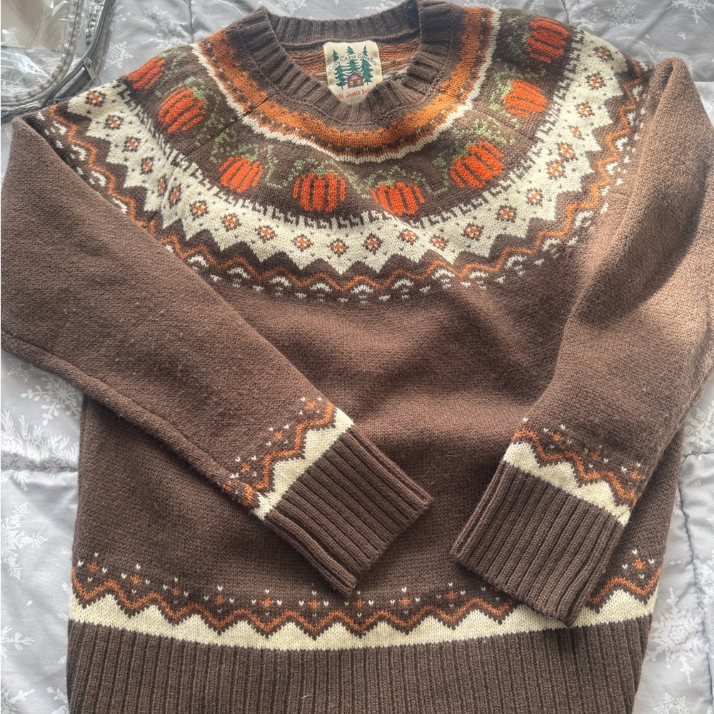 Brown Pumpkin Patterned Women’s Sweater